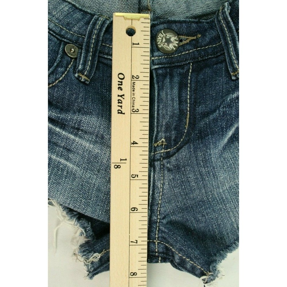 YMI Womens Sz 0 Shorts Medium Wash Cutoff Distressed Frayed Booty Destroyed - Picture 8 of 9